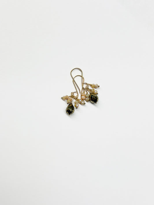 DEBBIE FISHER | Sandy Quartz with Pyrite Drop Earrings
