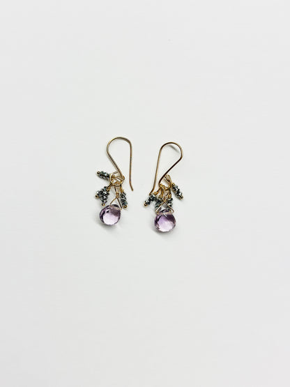DEBBIE FISHER | Pyrite and Pink Amethyst Bead Earring