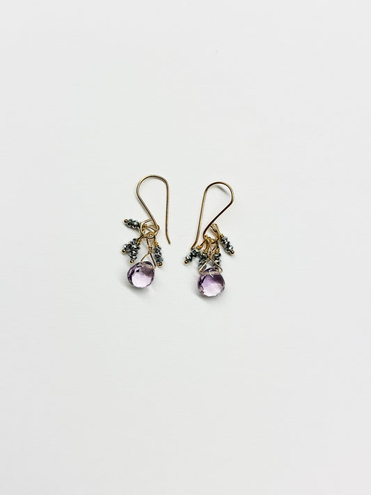 DEBBIE FISHER | Pyrite and Pink Amethyst Bead Earring