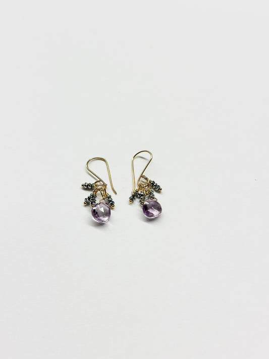 DEBBIE FISHER | Pyrite and Pink Amethyst Bead Earring