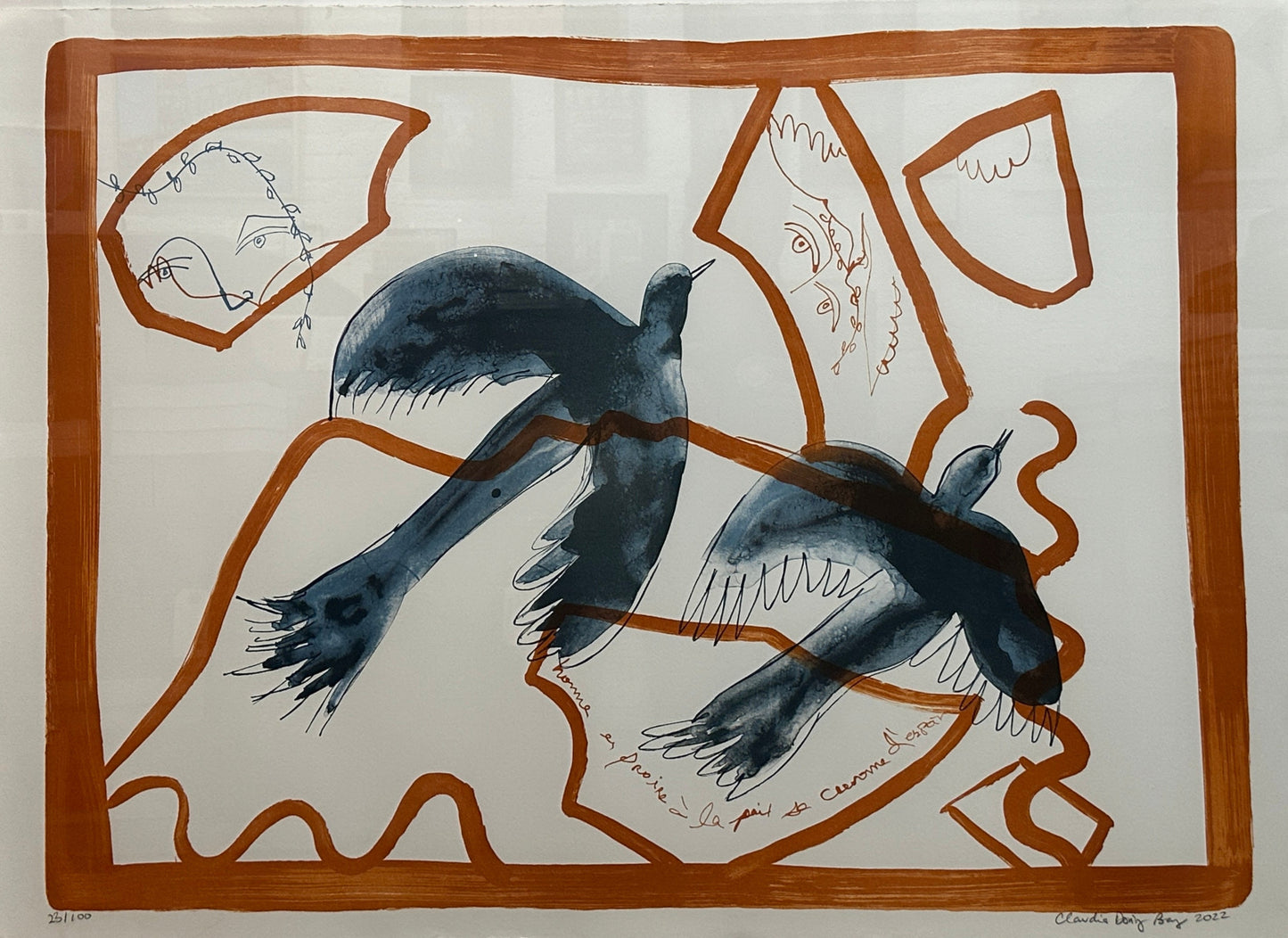 Two Doves, Framed by Claudia Baez
