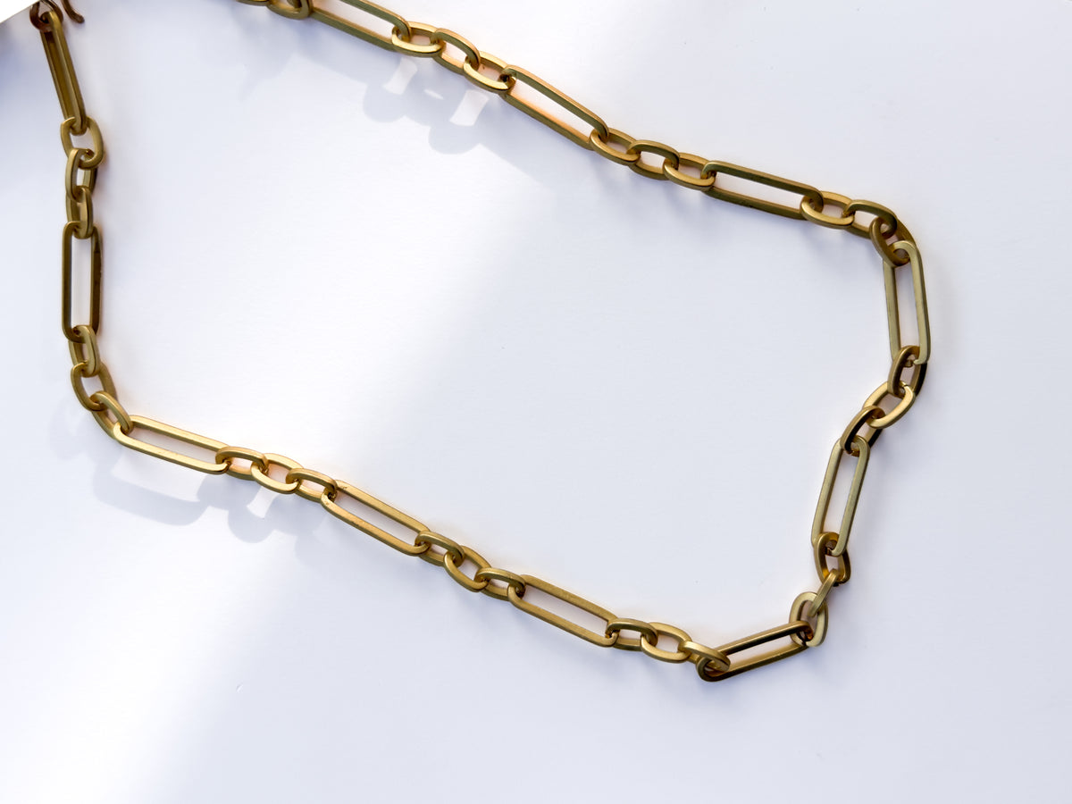 ROBIN HALEY | 14KY Gold Plated Matte Finish Variated Chain Necklace