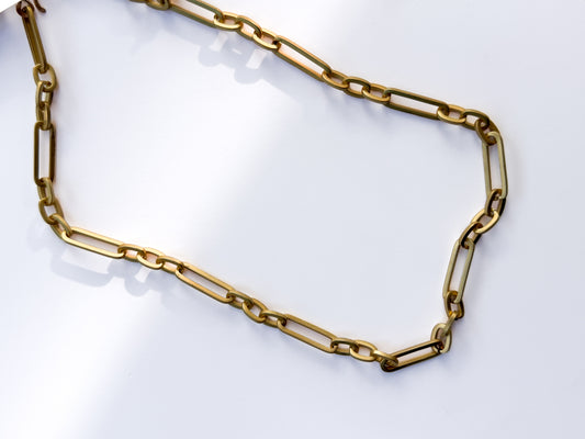 ROBIN HALEY | 14KY Gold Plated Matte Finish Variated Chain Necklace