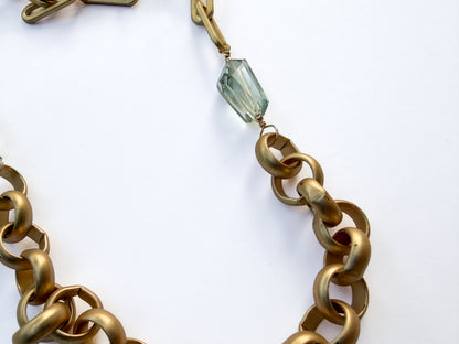 ROBIN HALEY | 14KY plated Matte Gold Chain with Green Amethyst Handcut Gemstones