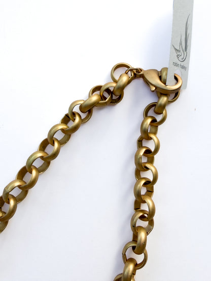 ROBIN HALEY | 14KY plated Matte Gold Plated Chunky Beautiful Rolo Chain Necklace