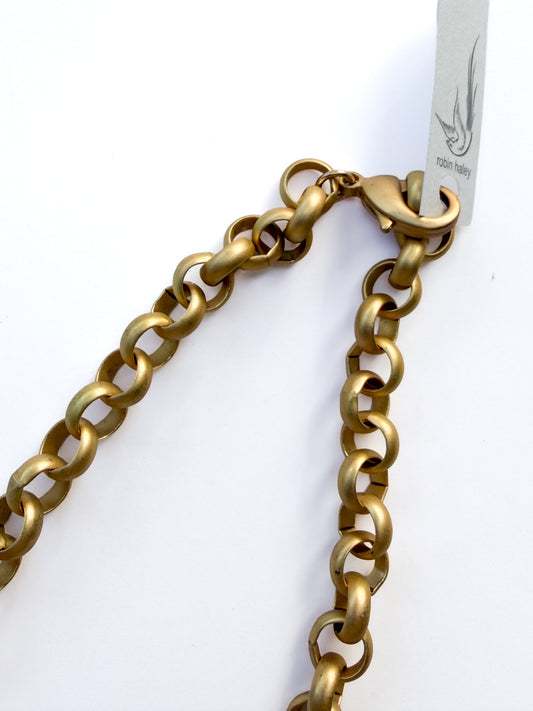 ROBIN HALEY | 14KY plated Matte Gold Plated Chunky Beautiful Rolo Chain Necklace
