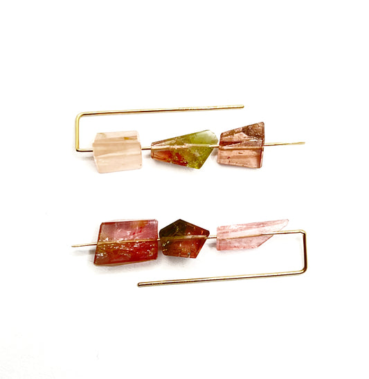FAIL JEWELRY | Large Hook Earrings with Pink Tourmaline