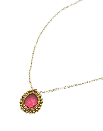 Danielle Welmond | Caged Pink Quartz w/ Gold Cord and Gold Pyrite Necklace