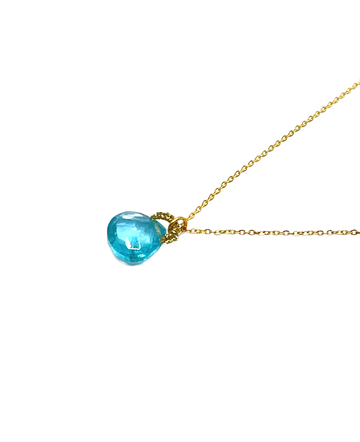 Danielle Welmond | Woven Gold Cord Necklace w/ Apatite Drop on 14K Gold Vermeil Chain