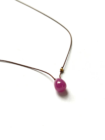 Margaret Solow | Smooth Ruby Drop Necklace, 18KT