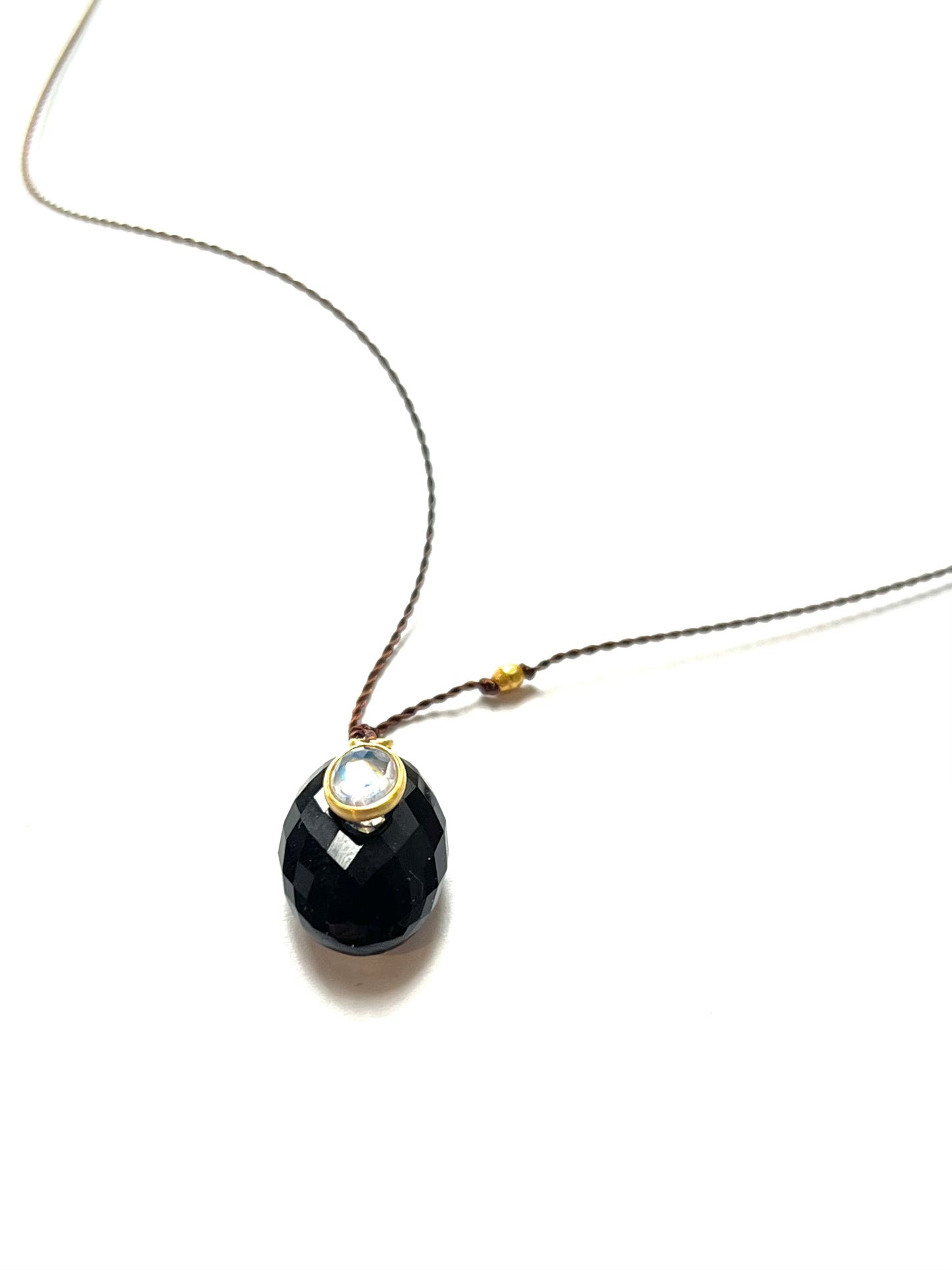 MARGARET SOLOW | Black Spinel and Moonstone 18K Necklace