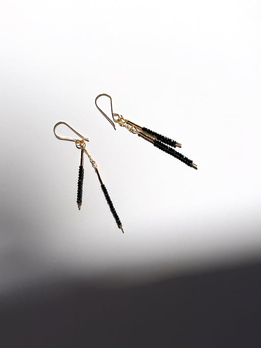 DEBBIE FISHER | Tiny Black Spinel and Gold Fill Earrings