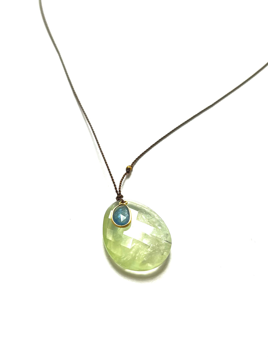 Margaret Solow | Prehnite and Sapphire 18K Necklace