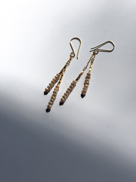 DEBBIE FISHER | Sandy Quartz and Gold Vermeil Bead Double Stack Earrings