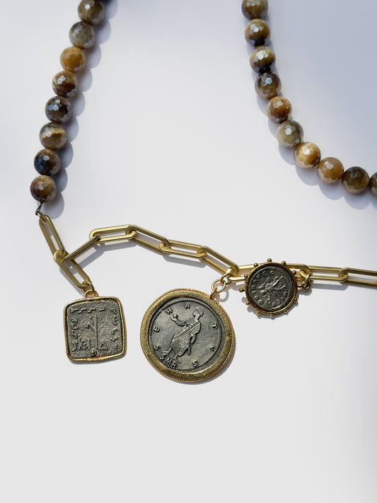 BITTERSWEET DESIGNS | Tiger Eye Flaneur Triple Coin Charm Necklace