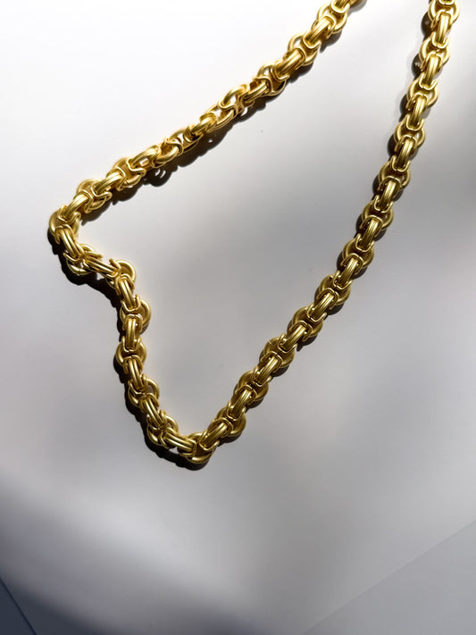 ROBIN HALEY | 14kt Gold Plated Heavy Byzantine Chain Necklace, 18"