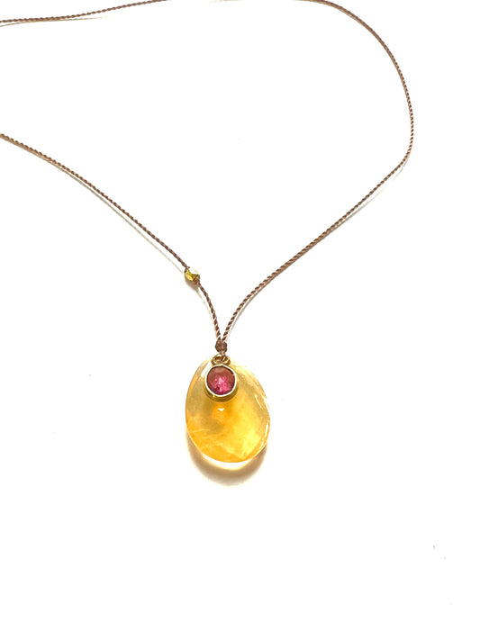 MARGARET SOLOW | Fire Opal and Tourmaline Necklace
