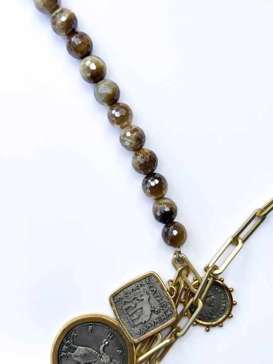 BITTERSWEET DESIGNS | Tiger Eye Flaneur Triple Coin Charm Necklace