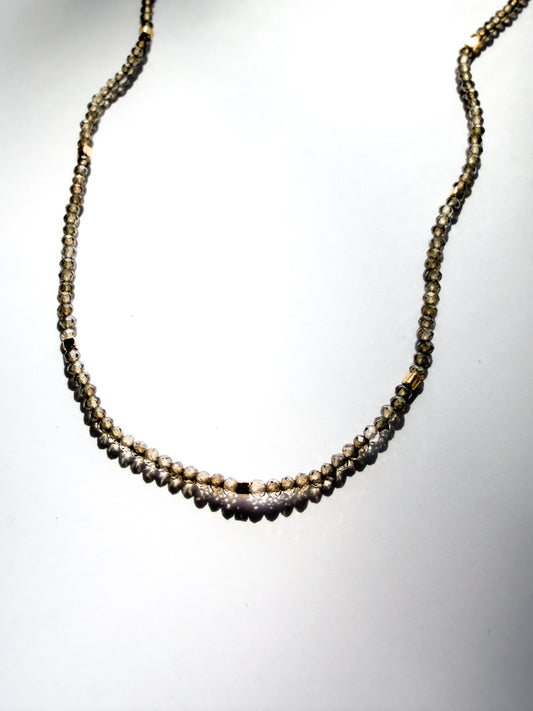 DEBBIE FISHER | Necklace of Sandy Quartz and Gold Vermeil Beads
