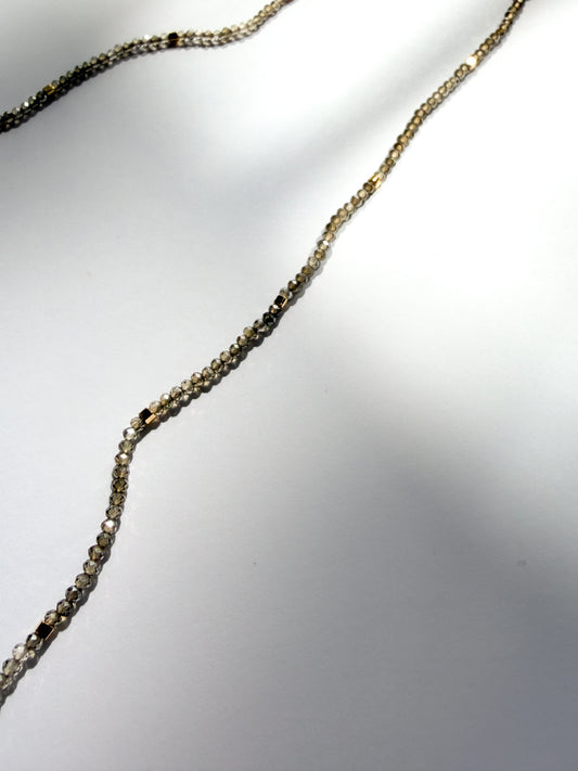 DEBBIE FISHER | Necklace of Sandy Quartz and Gold Vermeil Beads