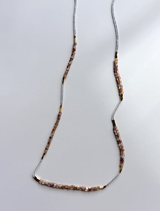 DEBBIE FISHER | Necklace of Clear Seed, Gold Vermeil and Natural Zircon Beads