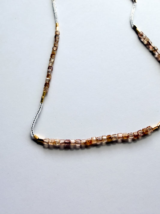 DEBBIE FISHER | Necklace of Clear Seed, Gold Vermeil and Natural Zircon Beads