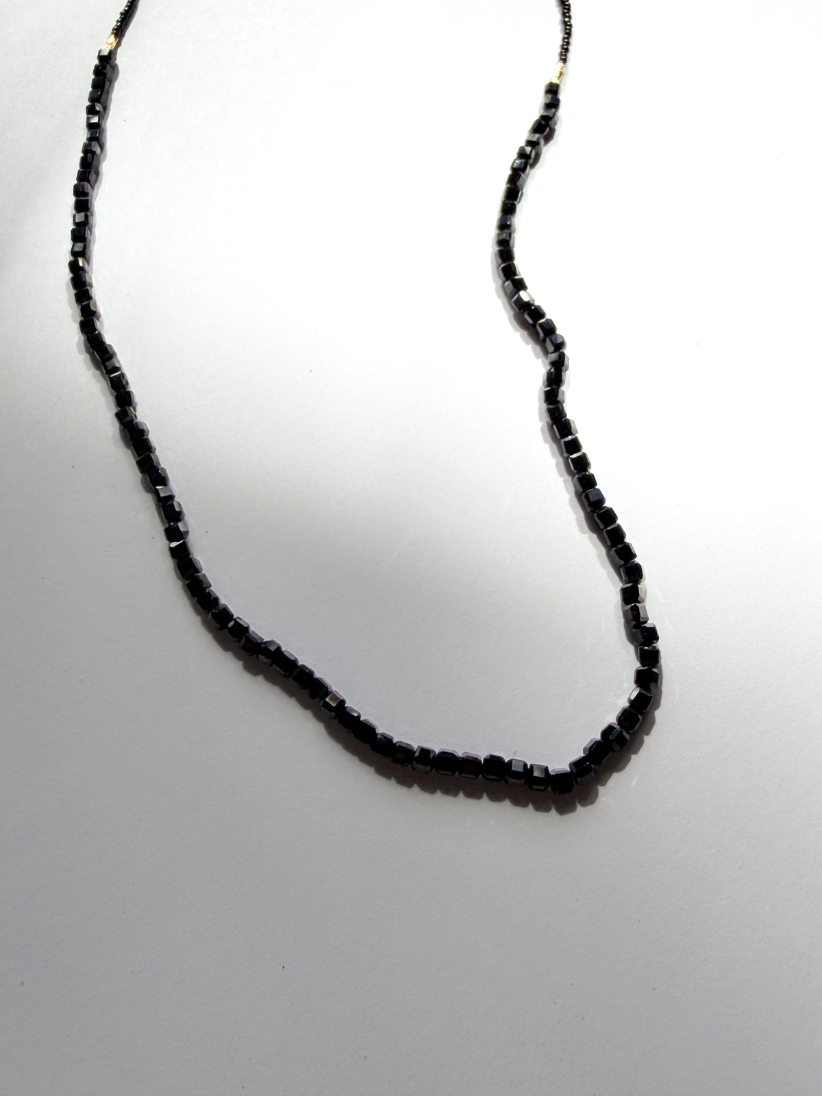 DEBBIE FISHER | Necklace of Black Seed Beads with Gold Vermeil and Black Spinel Beads