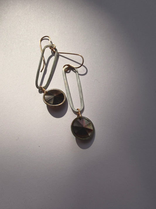 JADEWATER DESIGN | Sterling Silver Hoops w RepurposedCarved Cufflinks Earrings