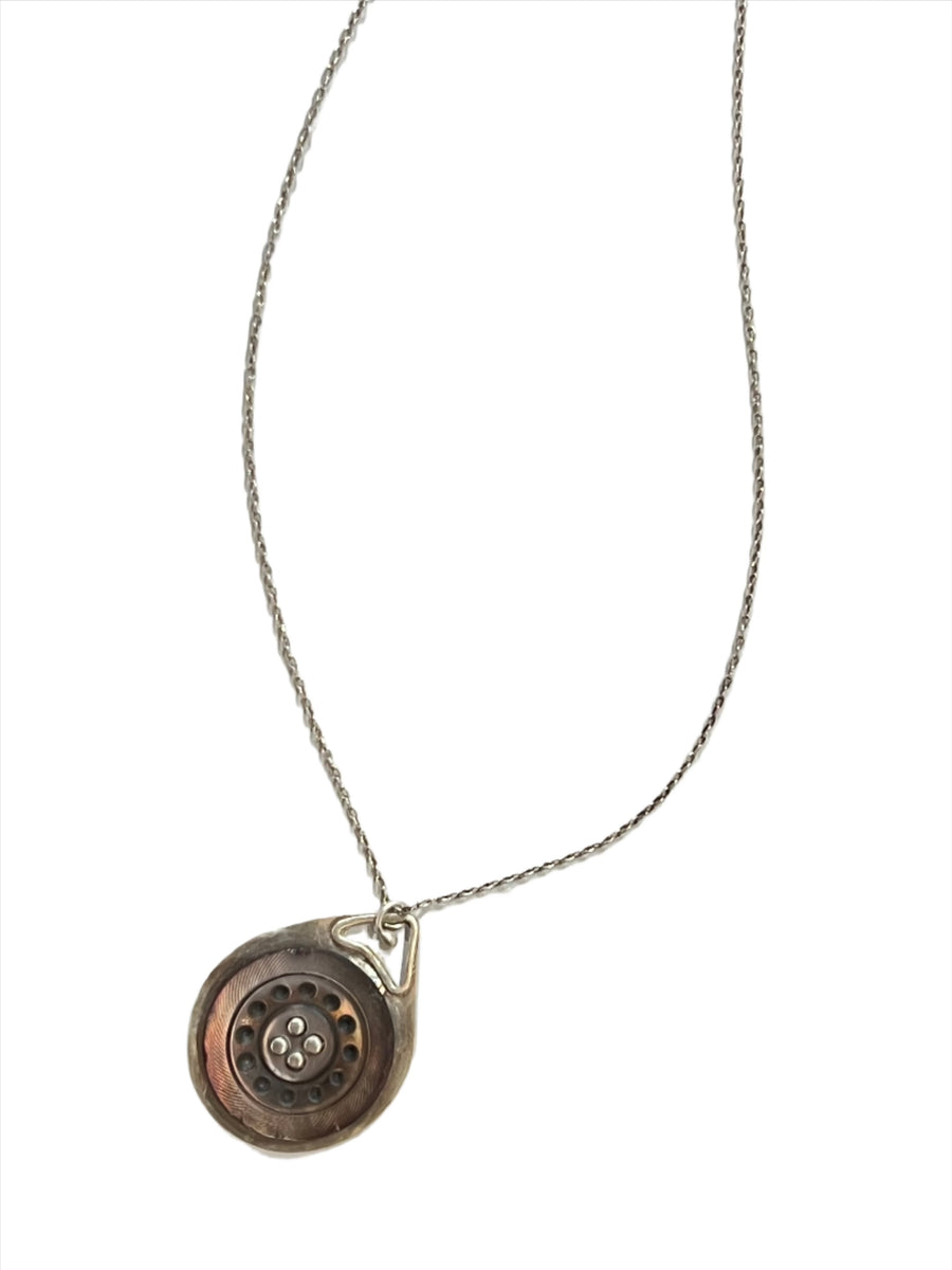 Riveted Button Pendant on Silver