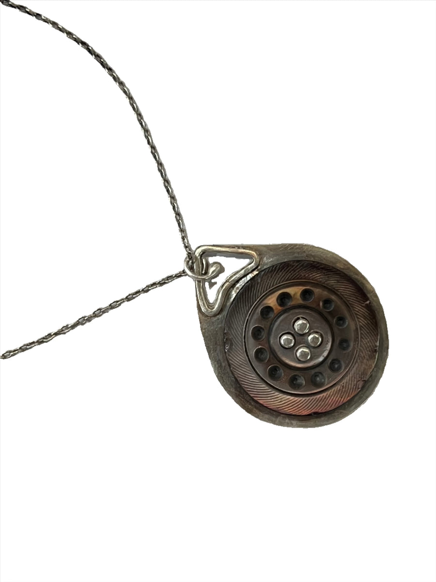 Riveted Button Pendant on Silver