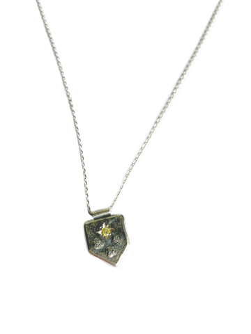 Sonja Fries | Nugget Shield sterling silver yellow diamond necklace