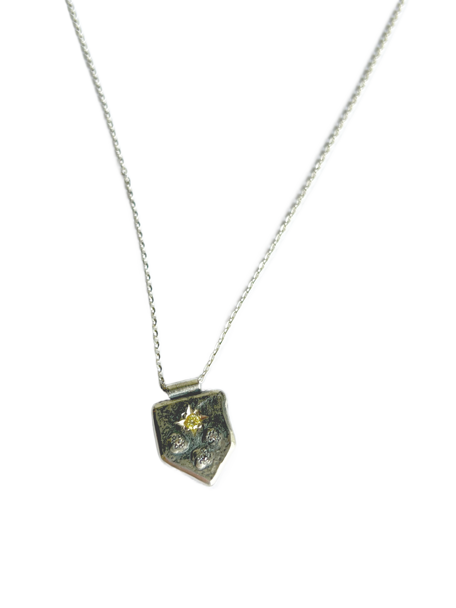 Sonja Fries | Nugget Shield Sterling Silver Yellow Diamond Necklace