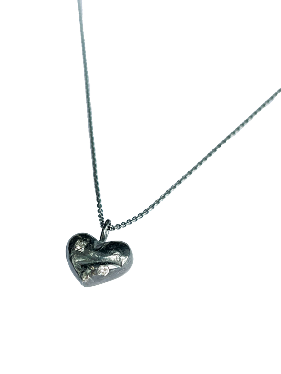 SONJA FRIES |  Oxidized Sterling Silver Heart #2 Necklace