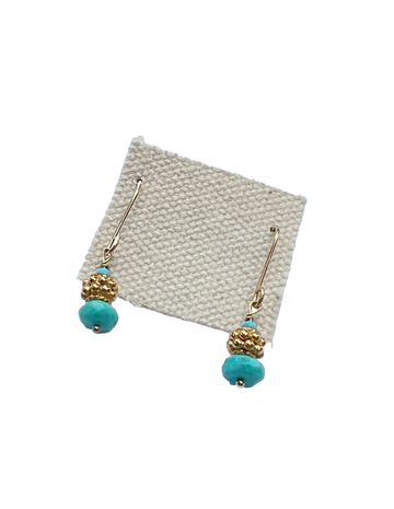 DEBBIE FISHER | Turquoise and Gold Vermeil Bead on Gold Fill Wire Earrings