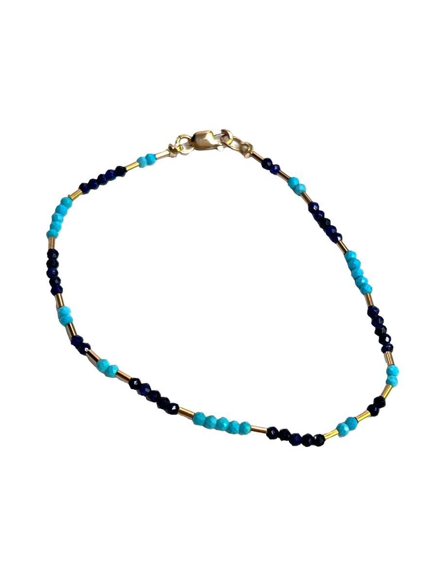 DEBBIE FISHER | Turquoise and Lapis Gold Fill Bracelet