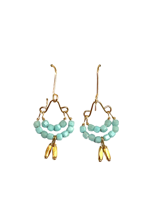 DEBBIE FISHER | Amazonite and Gold Vermeil Beads on Gold Fill Wire Earrings