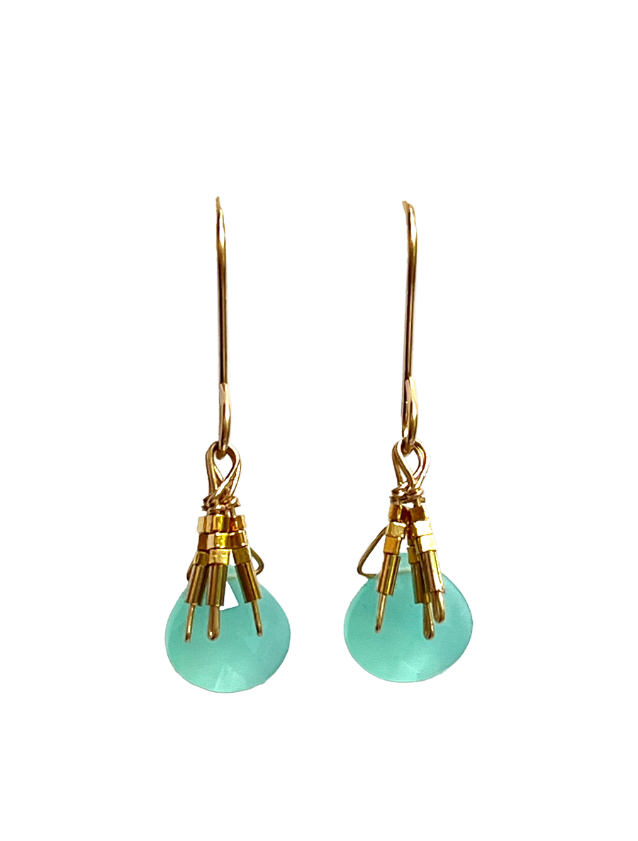 Debbie Fisher | Gold vermeil beads and small calcite drop on Gold Filled Wire Earrings