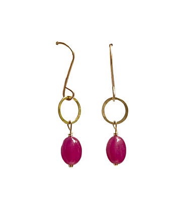 Debbie Fisher | Ruby Bead on Gold Fill Wire Earring