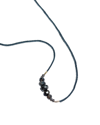 DEBBIE FISHER | Grey Seed Beads with Mystic Labradorite Center Necklace
