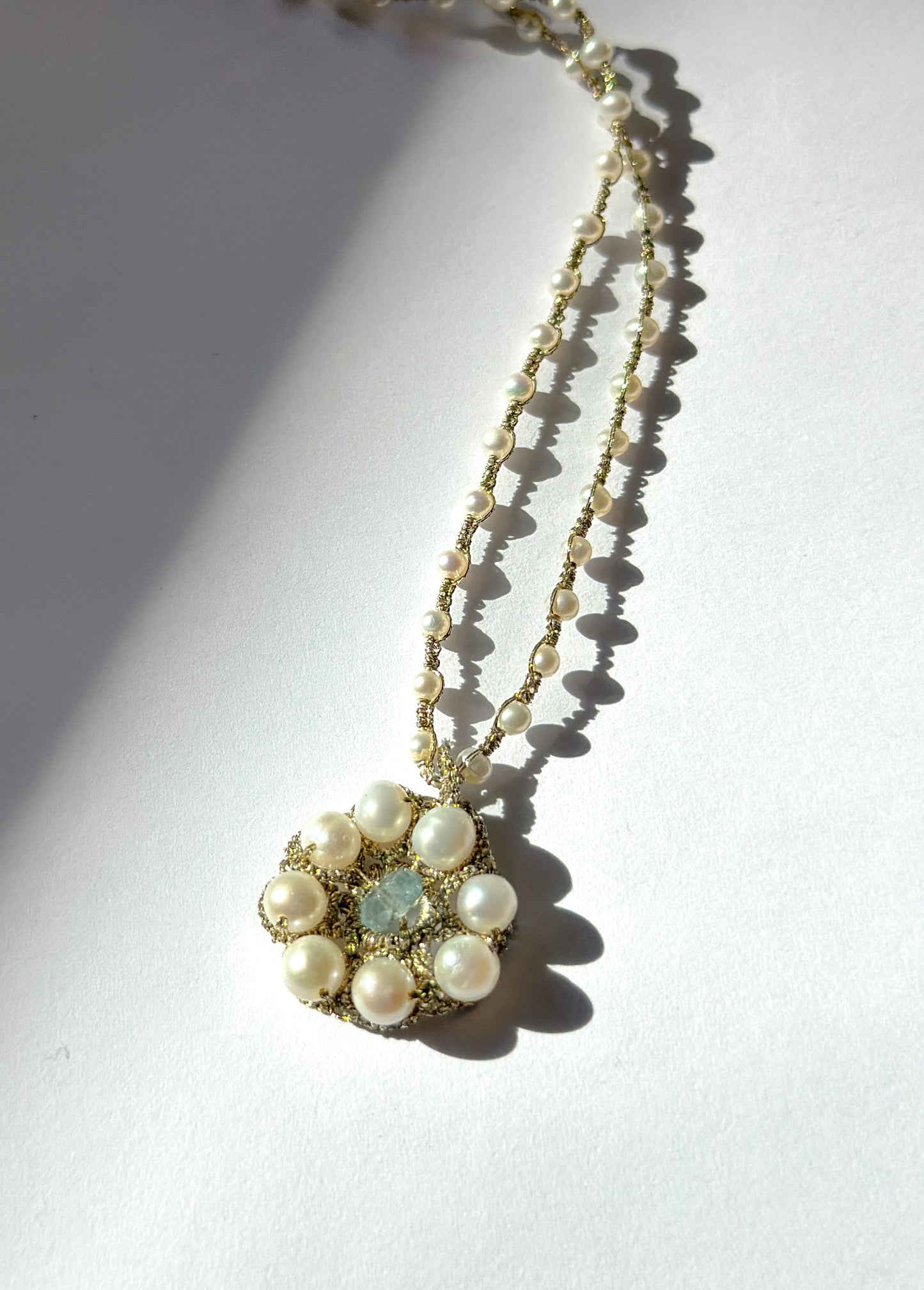 DANIELLE WELMOND |  Woven Pearl Flower Necklace