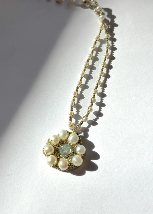 Danielle Welmond |  Woven Pearl Flower Necklace