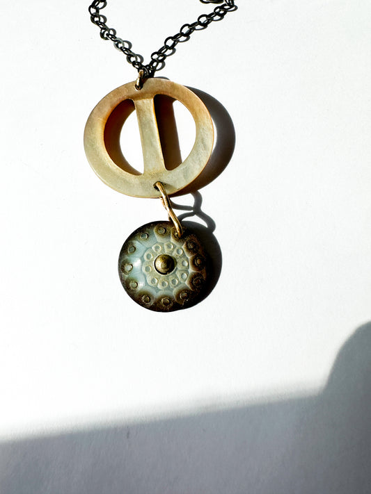 JADEWATER DESIGN | Antique Victorian Shell Button & Buckle Necklace