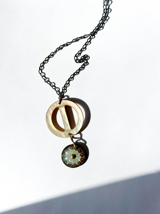 JADEWATER DESIGN | Antique Victorian Shell Button & Buckle Necklace