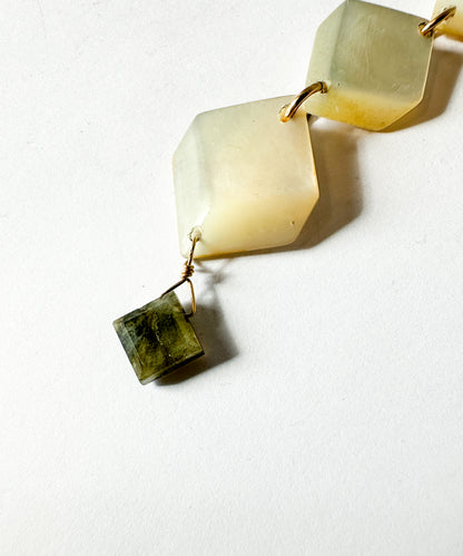 JADEWATER DESIGN | Cube Shell Necklace with Labradorite