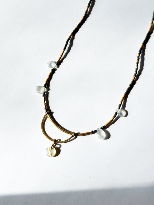 JADEWATER DESIGN | Rainbow Moonstones on beaded chain