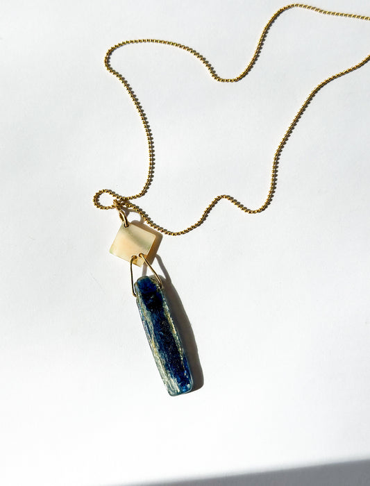 JADEWATER DESIGN | Iridescent Cufflink with Blue Kyanite Drop