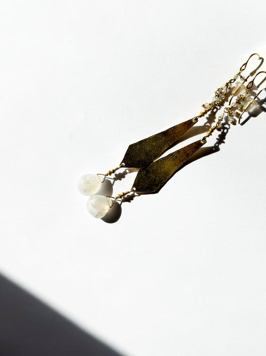 ROBIN HALEY | Gold Moonstone Earrings