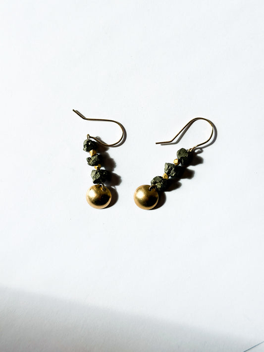 JADEWATER DESIGN | Bronze Cups with Pyrite and 24kt Gold beads