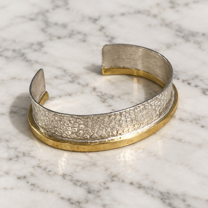 SONJA FRIES | Sterling & Brass Textured Cuff
