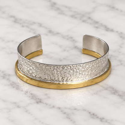 SONJA FRIES | Sterling & Brass Textured Cuff